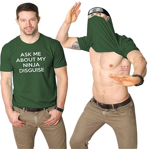 Ask Me About My Ninja Disguise T-Shirt- Funny Fancy Dress Eyes Flip Unisex Top - Picture 74 of 131