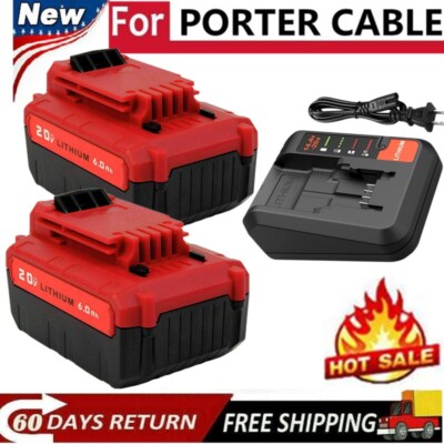 6.0Ah 20 Volt Li-Ion Battery for PORTER CABLE 20V Max PCC680L PCC685L / Charger