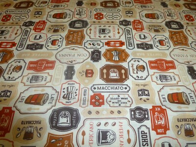 NEU Stoff 100 % Baumwolle Patchwork Baumwollstoff Kaffee Cafe Espresso