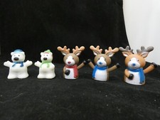 Lot Of 5 Christmas Reindeer Bears Finger Puppets