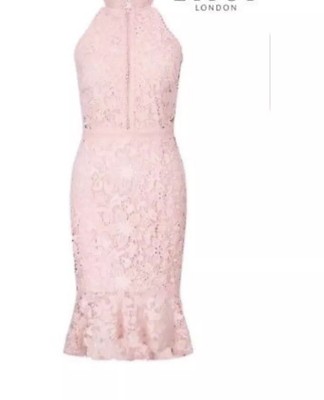 lipsy floral applique high neck bodycon dress in teal