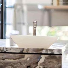 16"White Square Ceramic Bowl Vessel Sink Above Counter Installation