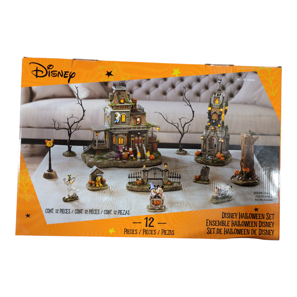 Disney Halloween Set Village Haunted House 12 Piece Ensemble