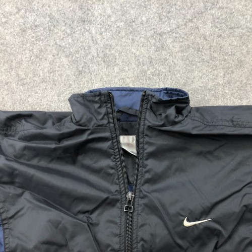 Vintage Nike Jacket Boys Small Black Blue Windbreaker Spell Out Y2K * - Picture 4 of 13