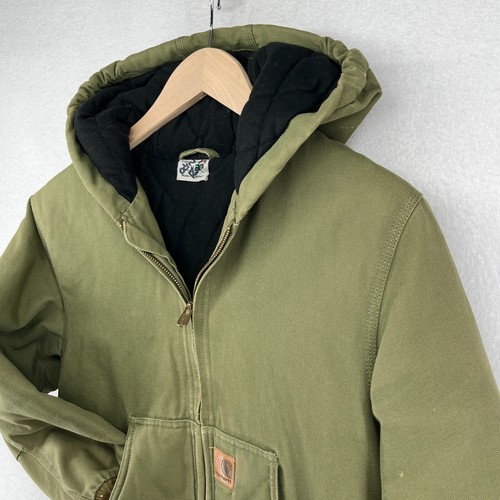 CARHARTT Jacket Youth M 10-12 Active Jac Duck Coat Lined Hooded J130 J140 Green - Picture 4 of 12