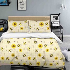 3D Bees Sunflowers Pattern Quilt Cover Set Duvet Cover Bedding Pillowcases