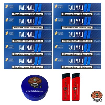 10 Pack Pall Mall Blue Xtra Filterhülsen + Autoaschenbecher und FZ