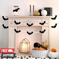 1pc Wood Felt Bats Bead Garland Banner for Halloween Indoor/Outdoor Wall Decor