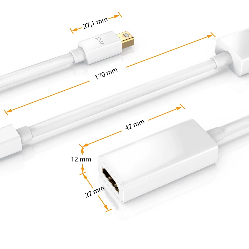 Primewire – 4k Mini DisplayPort zu HDMI-Konverterkabel UHD 60Hz Weiß - Bild 2 von 4