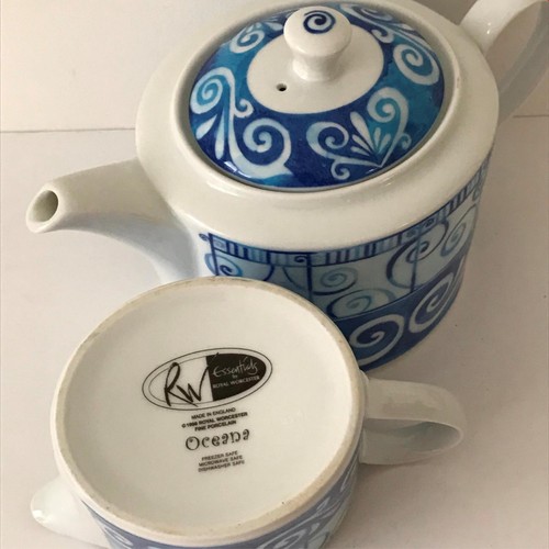Essentials By Royal Worcester Teiera e brocca latte OCEANA ANNI '90 blu - Foto 2 di 5