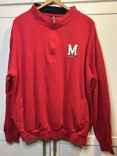 Maryland Terrapins 1/4 Zip Pullover Sweatshirt XXL Red Terps Mens - Picture 1 of 4