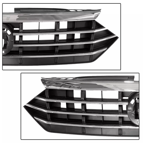 Front Bumper Upper Grille Grill W/Chrome Trim For 2019 2020 Volkswagen Jetta MK7 - Picture 3 of 12