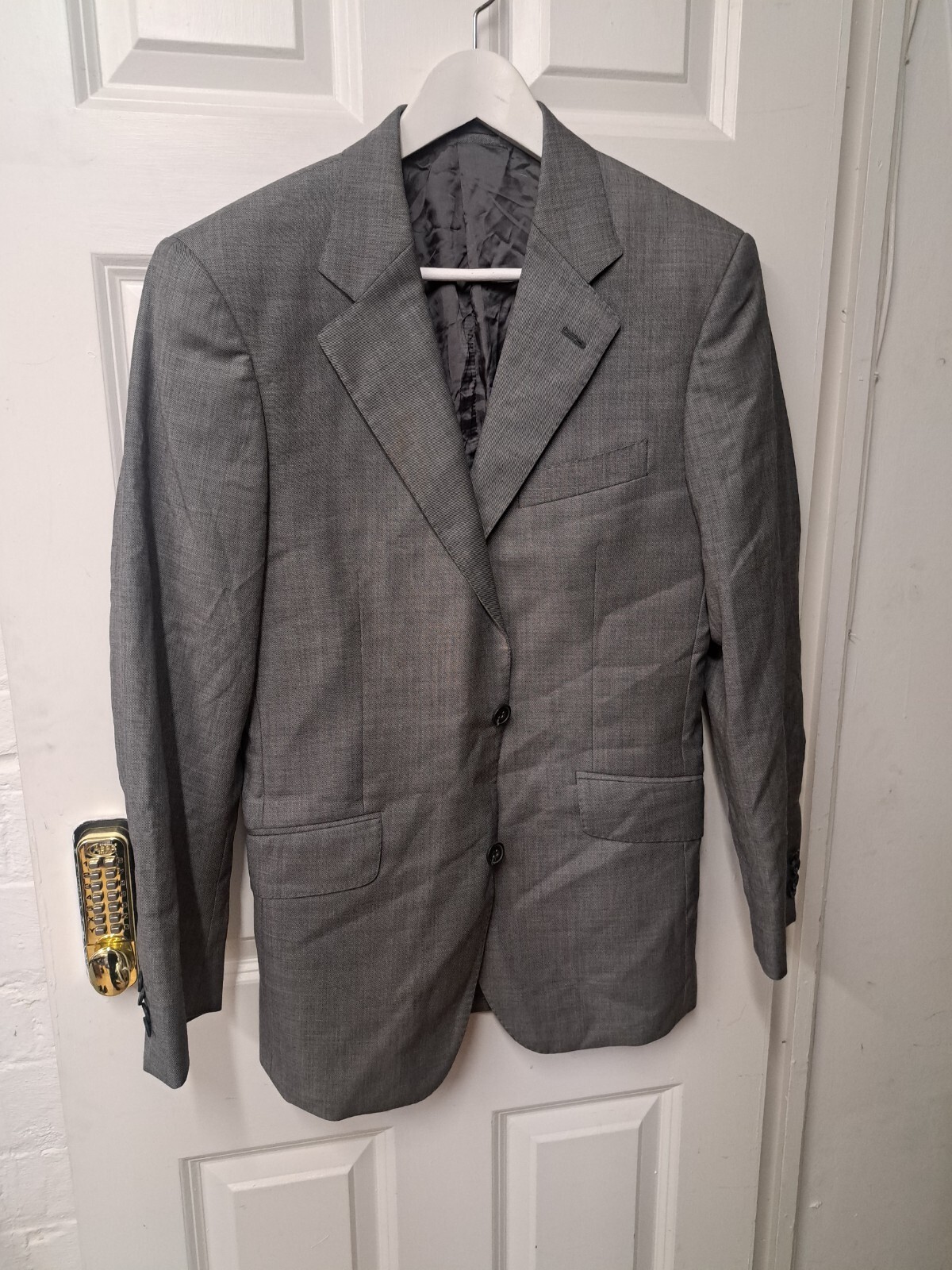 Tuta TM Lewin grigio antracite UK 36 corta Savile fila lana 2 pezzi London Jermyn.