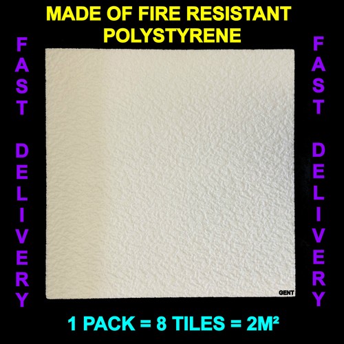 Flame Retardant / Fire Resistant Polystyrene Ceiling Tiles Pack = 8
