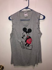 Disney Mickey Mouse Sleeveless T Shirt Tank Braided Detail SZ Large 11-13