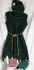 Elf Costume Womens size S-M 6 piece Felt Jingle Bells Holiday Cosplay Homemade