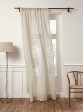 Flax Linen Sheer Curtain 108" - 100 Pure Linen Light Filtering Panel 52" W