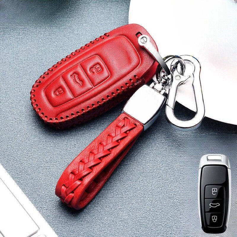 Funda de cuero genuino para llave de coche para Audi A7 A8 A6L Q5 Q3 S8 A3 A4 A6 Quattro Foto 4 de 4