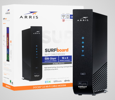 ARRIS Surfboard (16x4) DOCSIS 3.0 Cable Modem/AC1900 Dual-Band Wi-Fi Router- New