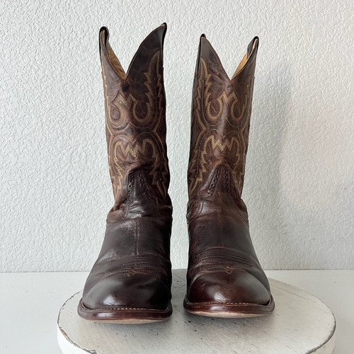 Rod Patrick Mens Cowboy Boots Size 13B Brown Goat Leather Western Round Toe - 第 5/12 張圖片
