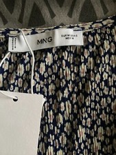 Womens Mango Floral Long Sleeve Blue/Pink/White Knee Length Dress Size Medium