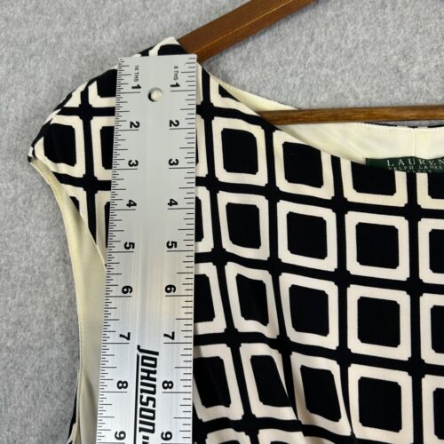 Abito midi Lauren Ralph Lauren donna 10 nero bianco geometrico annodato cambio vintage - Foto 2 di 11