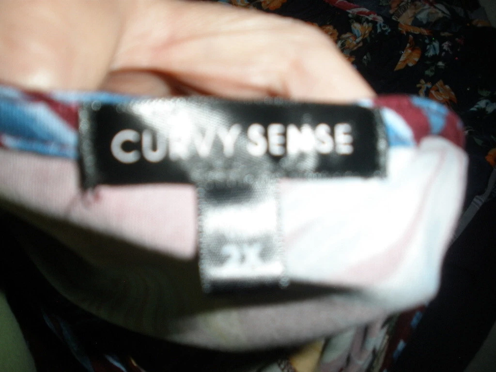 VETEMENTS #302 Abito Curvy Sense Plus 2X 22 24 Borgogna Marrone Floreale Gigli Elasticizzato USA