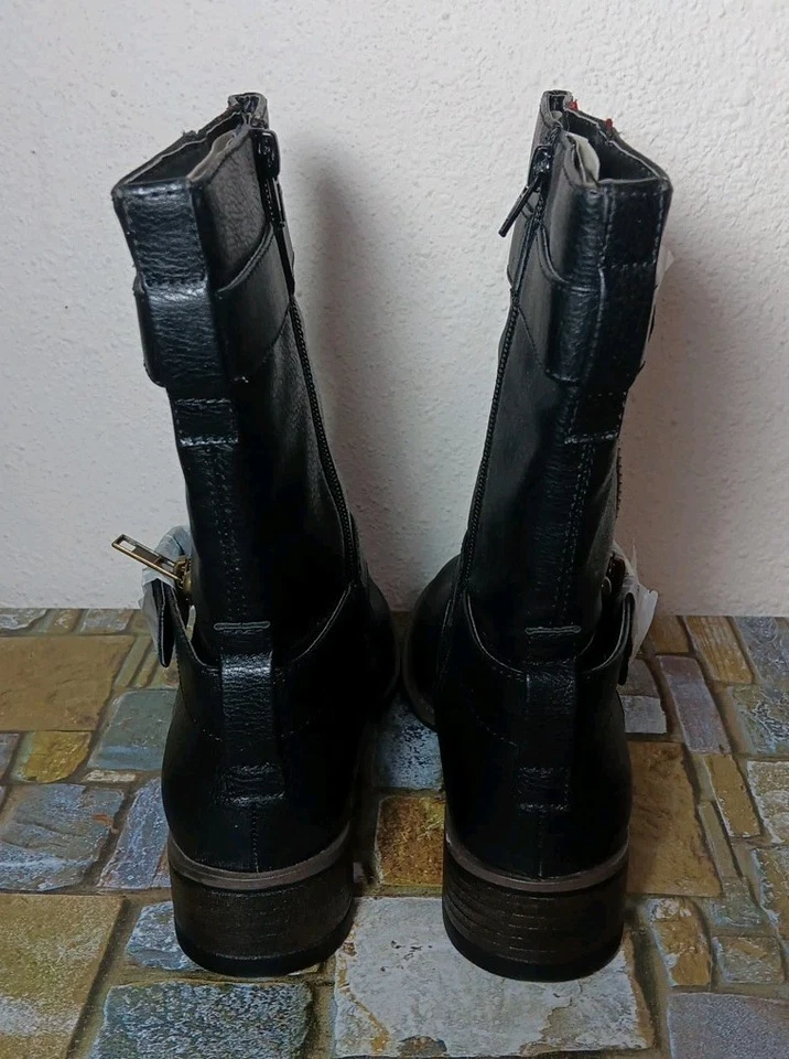 Women's Wild Pair Black Biker Style Boots Size 6.5M P6 - Image 4 of 4