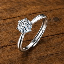 1ct Moissanite Adjustable Engagement/ Weddings 925 Sterling Silver