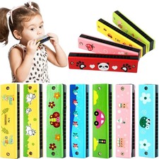 2PCS Wooden Harmonica 16 Holes Musical Instruments For Beginners Kids Montessori