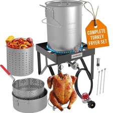Turkey Fryer Seafood Boil 13pc Set 30QT 10QT Propane Burner GasOne Crawfish Crab