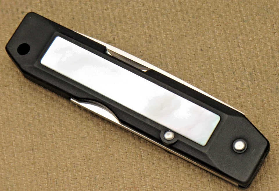 Cuchillo de colección AL MAR SEKI JAPÓN TALISMÁN con manijas de ciclo/perla - ATS-34 Foto 4 de 4