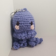 Handmade Crochet Purple Octopus Keychain