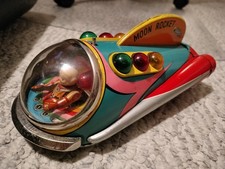 Vintage 1960s Modern Toys Tin Litho Moon Rocket read- not working
