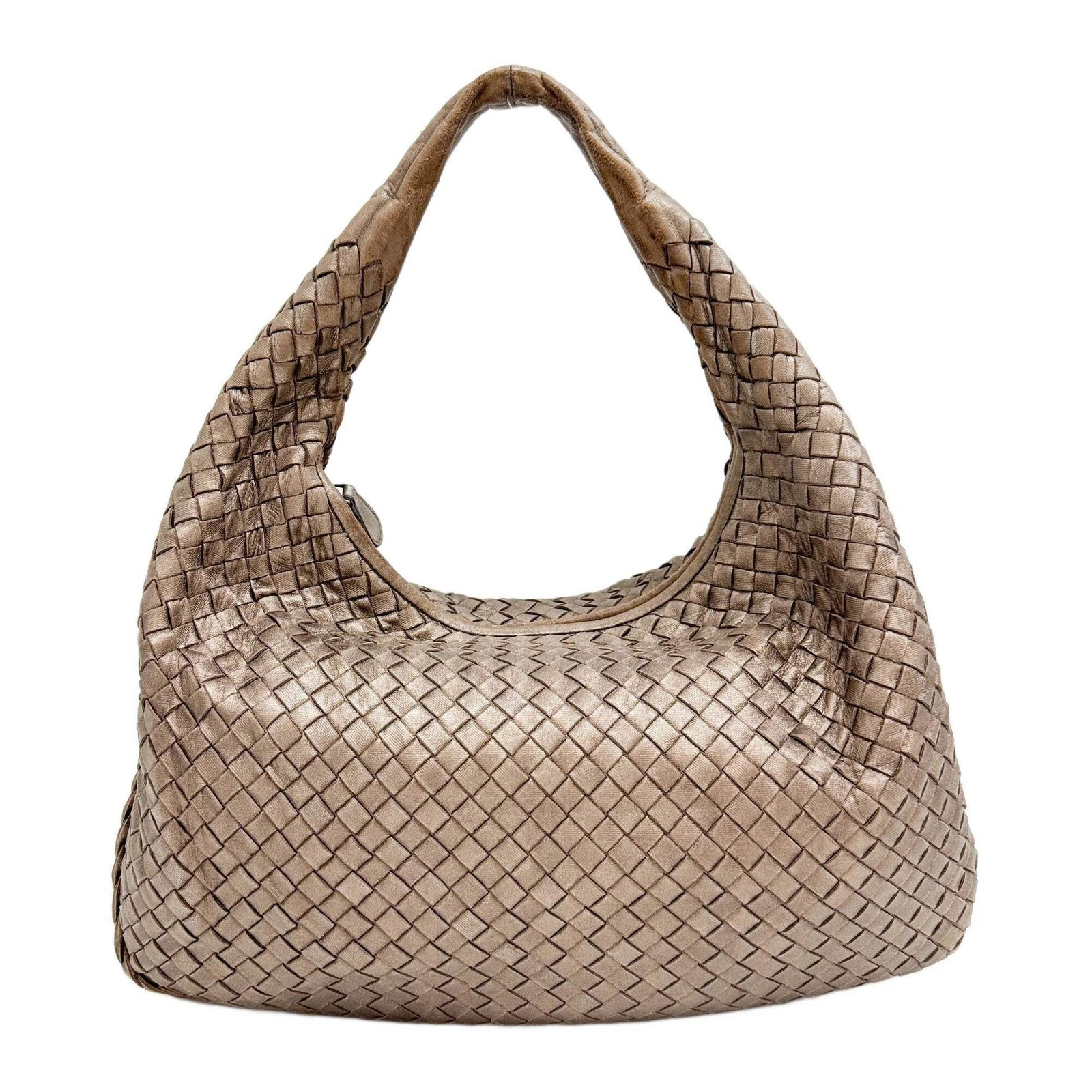 Bottega Veneta — BOTTEGA VENETA Veneta Intrecciato Metallic Bronze Leather Shoulder Bag