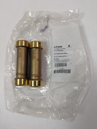 2 SharkBite Slip Couplings 1/2" - Push-to-Connect Plumbing Fitting New In Bag!