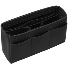 Felt Bag Organizer Insert Purse Tote 14 Pockets Black Slender Medium Storage