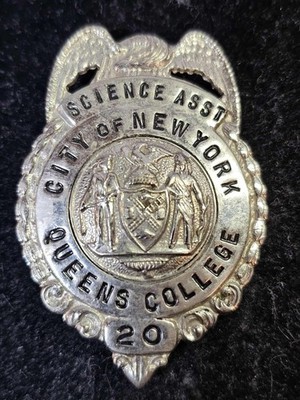 vtg Silvertone Science Asst City of New York Queens College 20 Badge 2.5in- rare