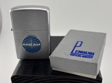 Encendedor y caja vintage PanAm Airlines Penguin hecho en Japón impecable