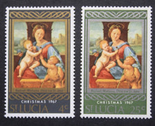 St.Lucia 1967, Mi.219-220, Kunst, Gemälde, Raffael, Madonna, ** postfrisch