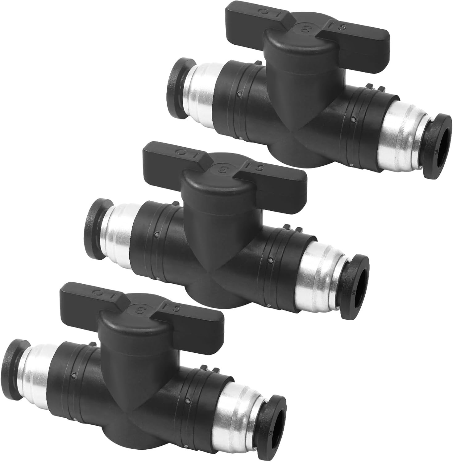 Uenhoy 3 Pcs Pneumatic Ball Valve 8mm OD Push to Connect Fittings Air Flow Contr