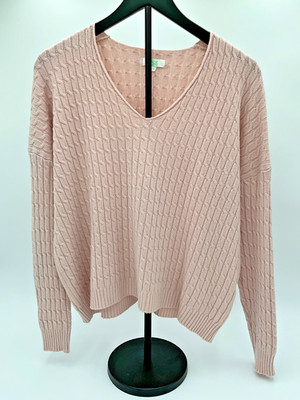BalletCore Pink Jade Melody Tam Women s Cableknit Sweater Size S/M