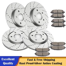 Fit Town Country Grand Caravan Dual Piston Front Rear DRILLED Rotors Brake Pads