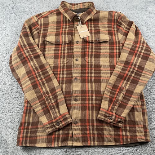 Patagonia Shirt Mens Large Brown Fjord Loft Plaid Organic Cotton Flannel Jacket - Picture 2 of 13