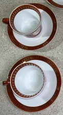 H85B~ Tatung Taiwan Red Gold & White Double Happiness 2 Coffee/Teacups & Saucers
