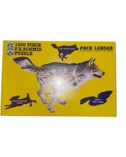 1997 FX Schmid Wolf Shape Jigsaw Puzzle Pack Leader 1000 Piece 43" x 25.5"sealed