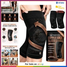 Copper Knee Brace 2 Pack Large Compression Sleeve for Pain Relief Arthritis