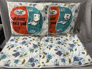 3 Vintage Outdoor Chair Pads Vinyl Reversible