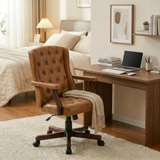 Vintage Wingback Executive Office Chair Leather Ergonomic Computer Desk Chair