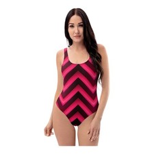 Lands' End Red Navy Blue Chevron One Piece Swimsuit Size 4. New with Tags